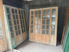 Deuren in kozijn wand Antiek stijl in Hout en glas,