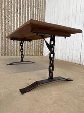 Salontafel brutalist Antiek stijl in Hout en ijzer ,