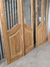 Set van 2 antieke deuren art deco  Antiek stijl in Hout en glas,