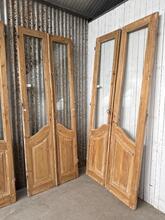 Set van 2 antieke deuren art deco  Antiek stijl in Hout en glas,