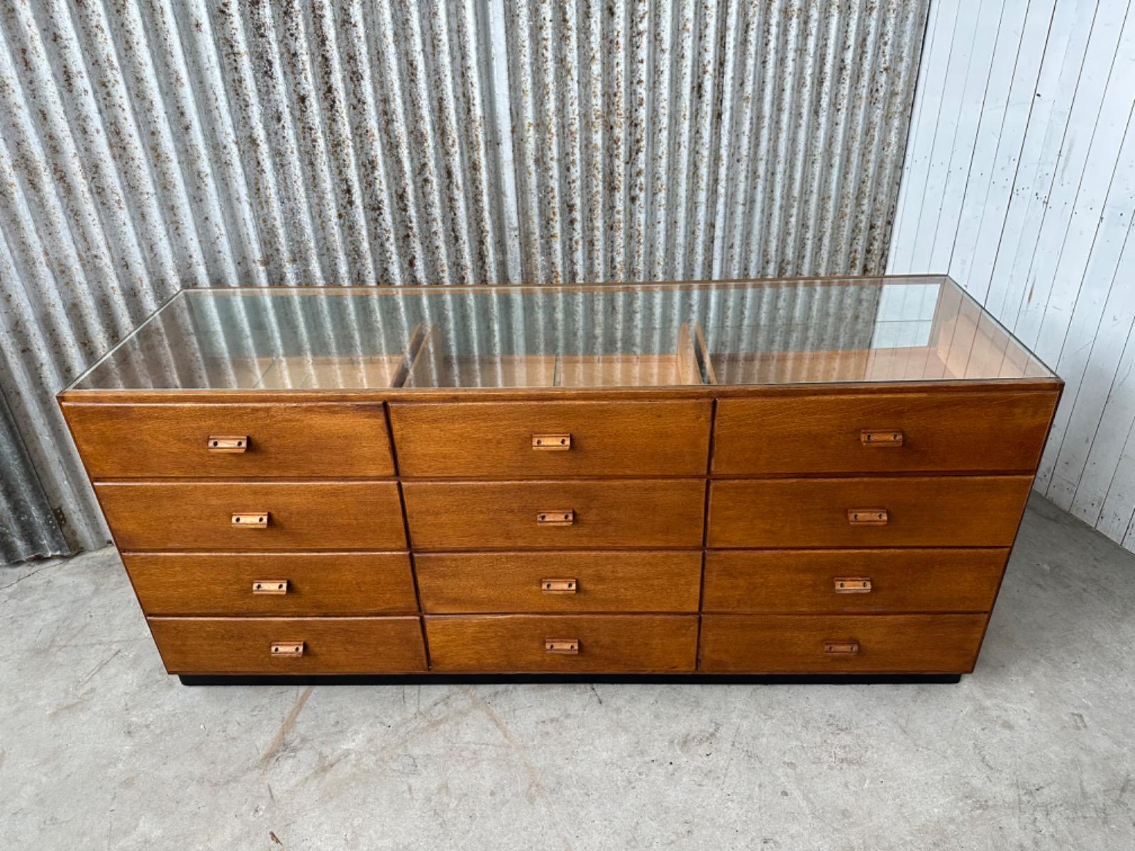 Antique Counter glass and drawers