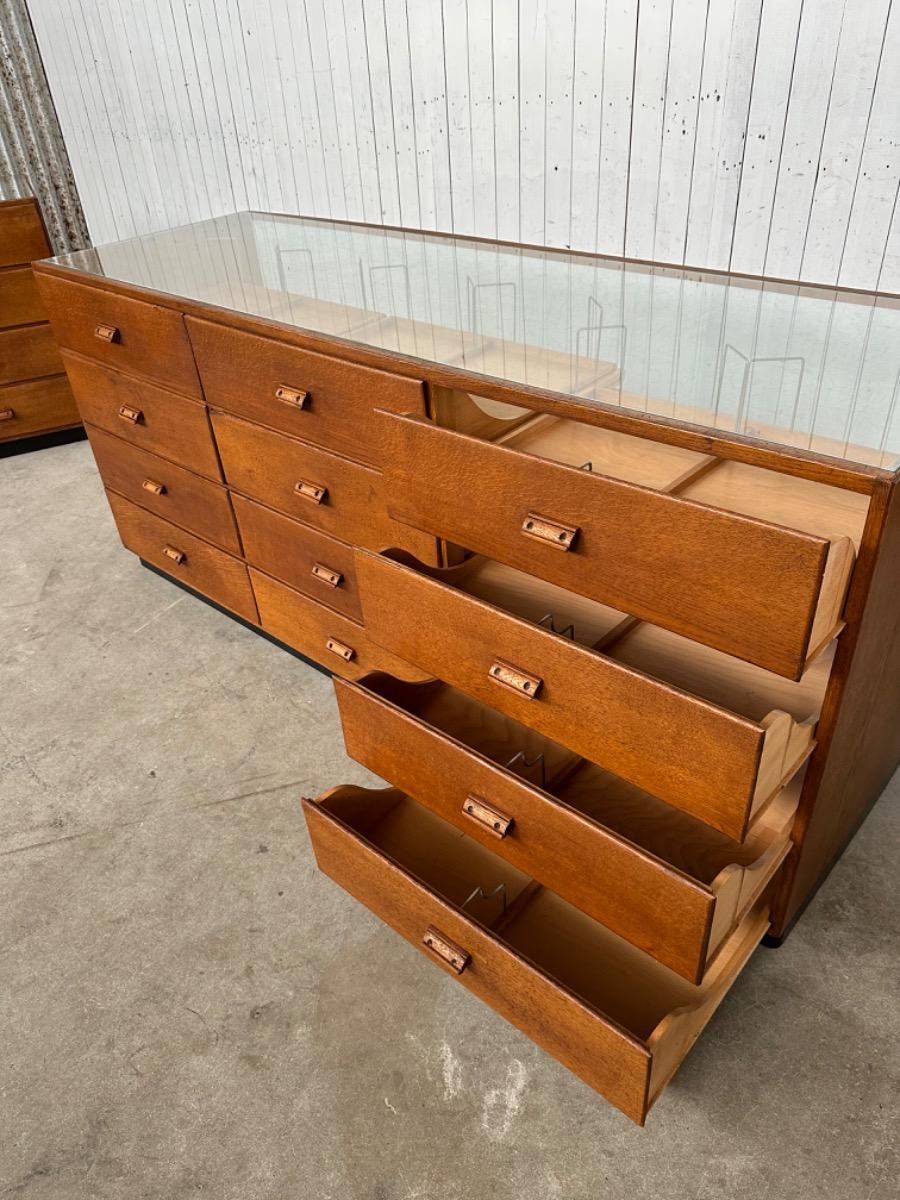 Antique counter with glass