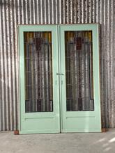 Antique Ensuite doors mint green with stained glass