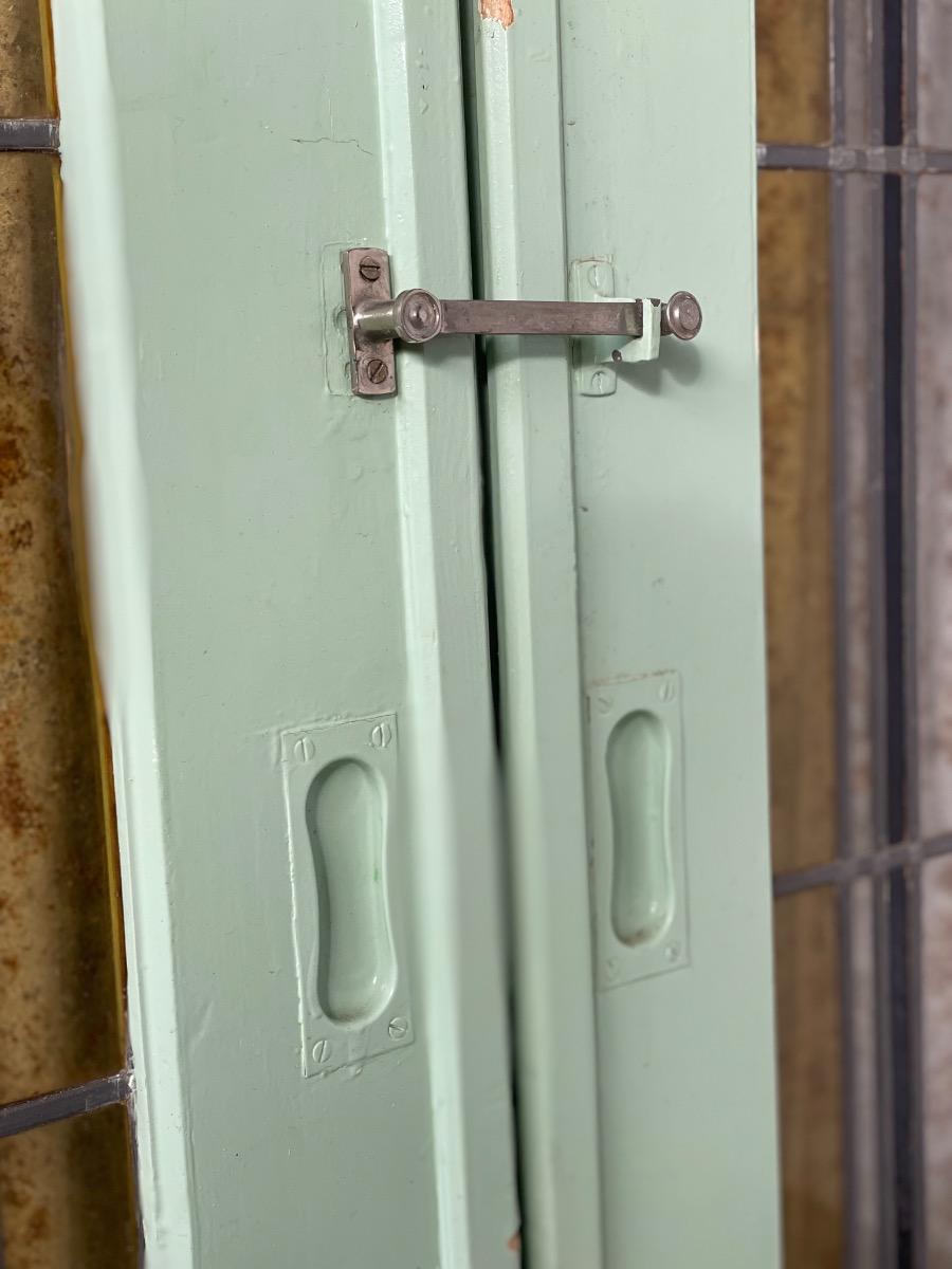 Antique Ensuite doors mint green with stained glass