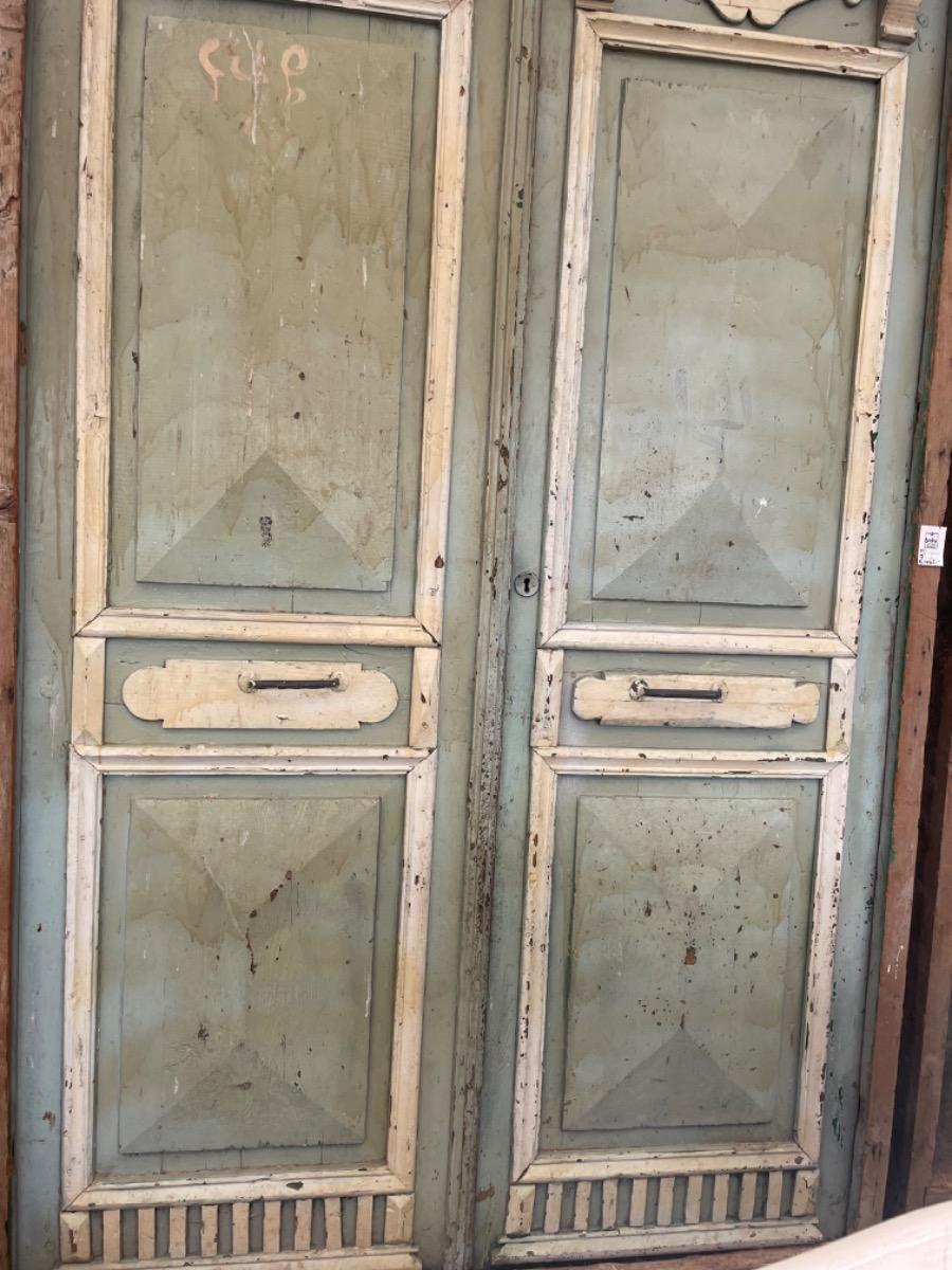 Green Antique door in frame