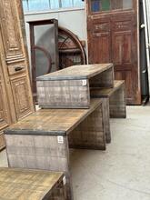 Industrial style High and low tables  in wood, europa