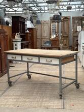 Industrial style work table in wood and iron, Europe