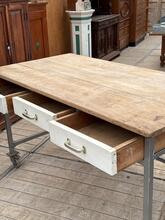 Industrial style work table in wood and iron, Europe