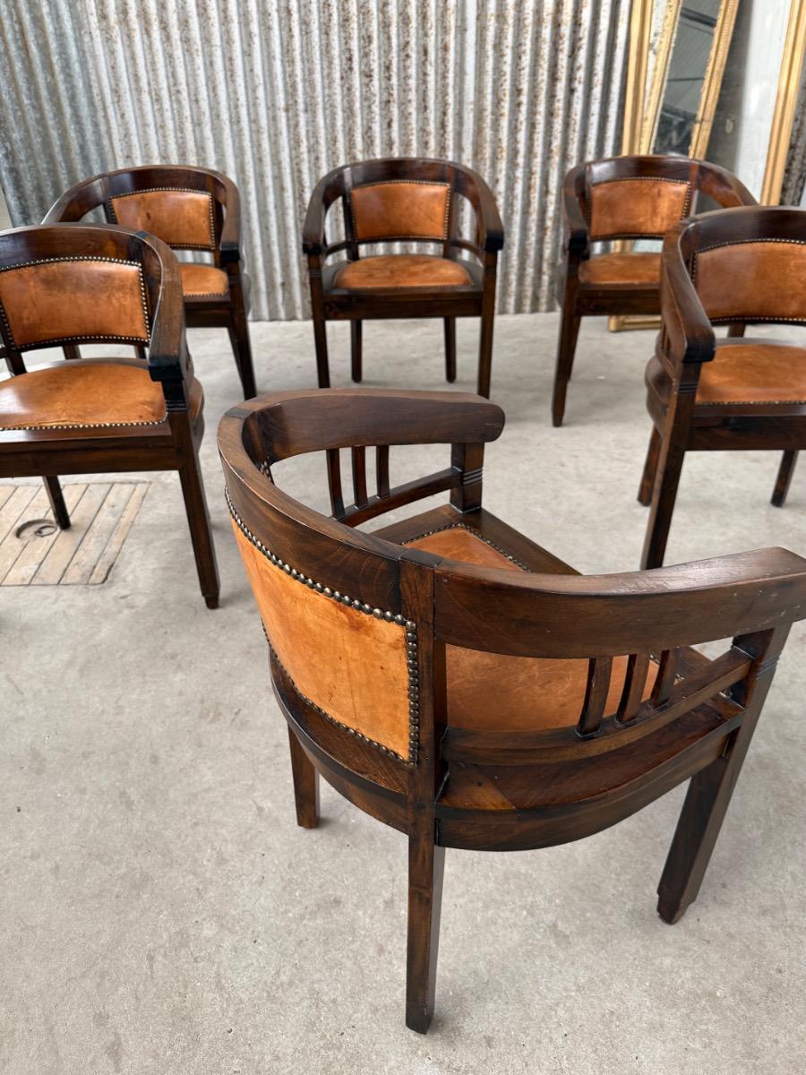 Vintage Dining chairs with cognac leather