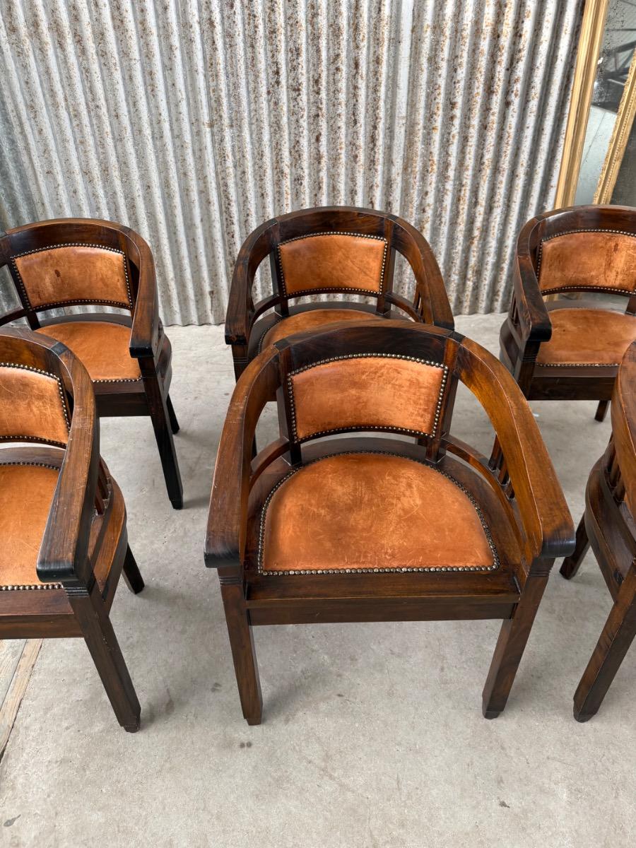 Vintage Dining chairs with cognac leather