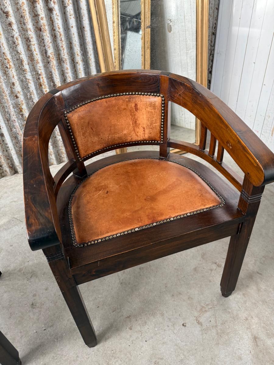 Vintage Dining chairs with cognac leather