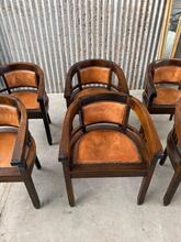 Eetkamerstoelen met cognac leer Vintage stijl in Hout en leer, Nederland