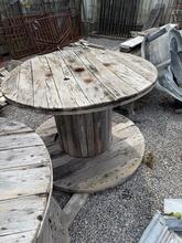 Houten tafel decoratie katrol Vintage stijl in Hout, Nederland