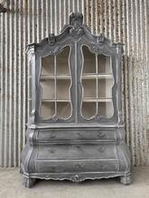 Vitrinekast Vintage  stijl in hout en glas, Europa  20e eeuws