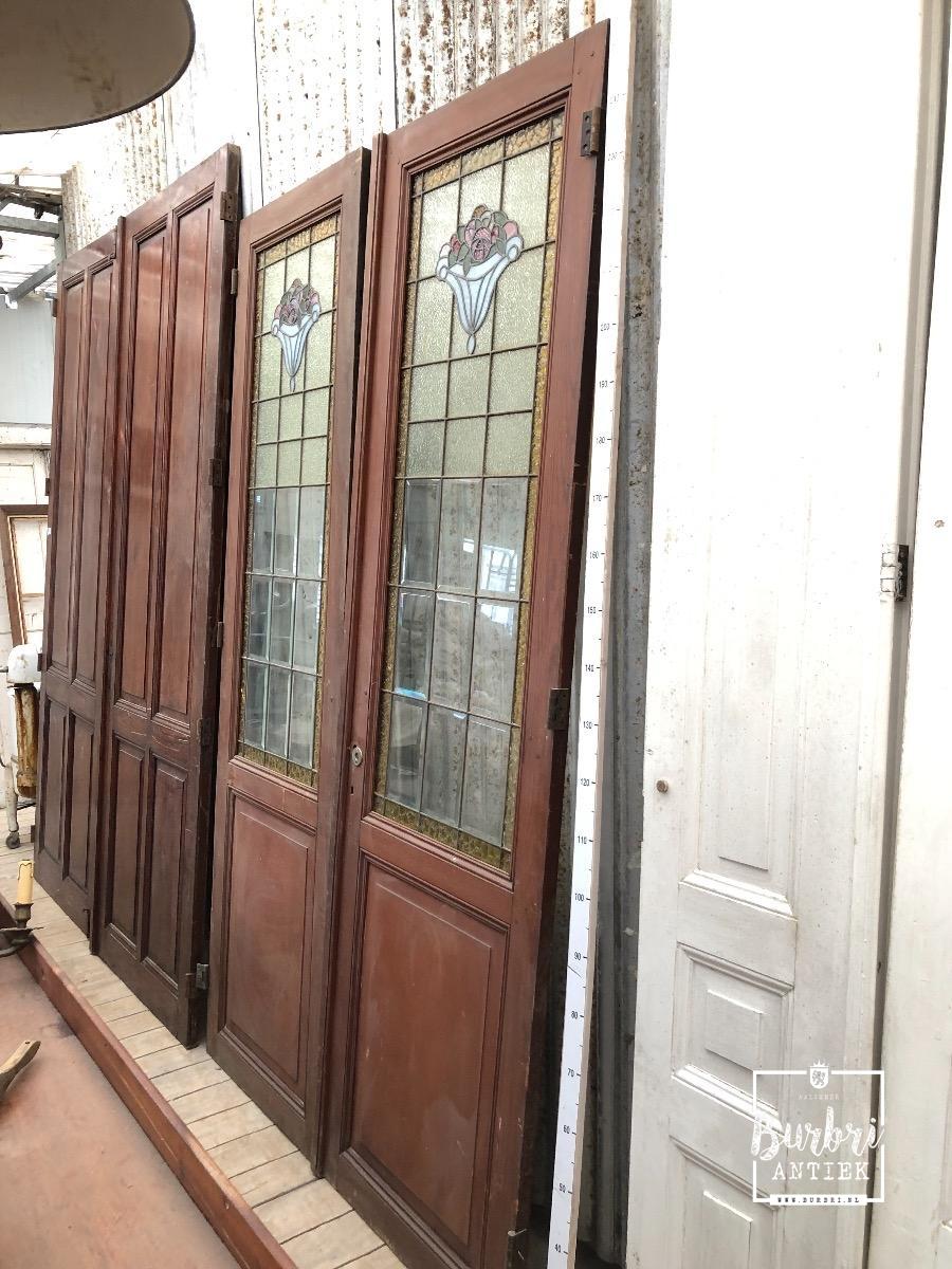 Interactie verontreiniging bouwer Antique stained glass doors - Glas in lood , Deuren en ramen - Oude  bouwmaterialen - Burbri