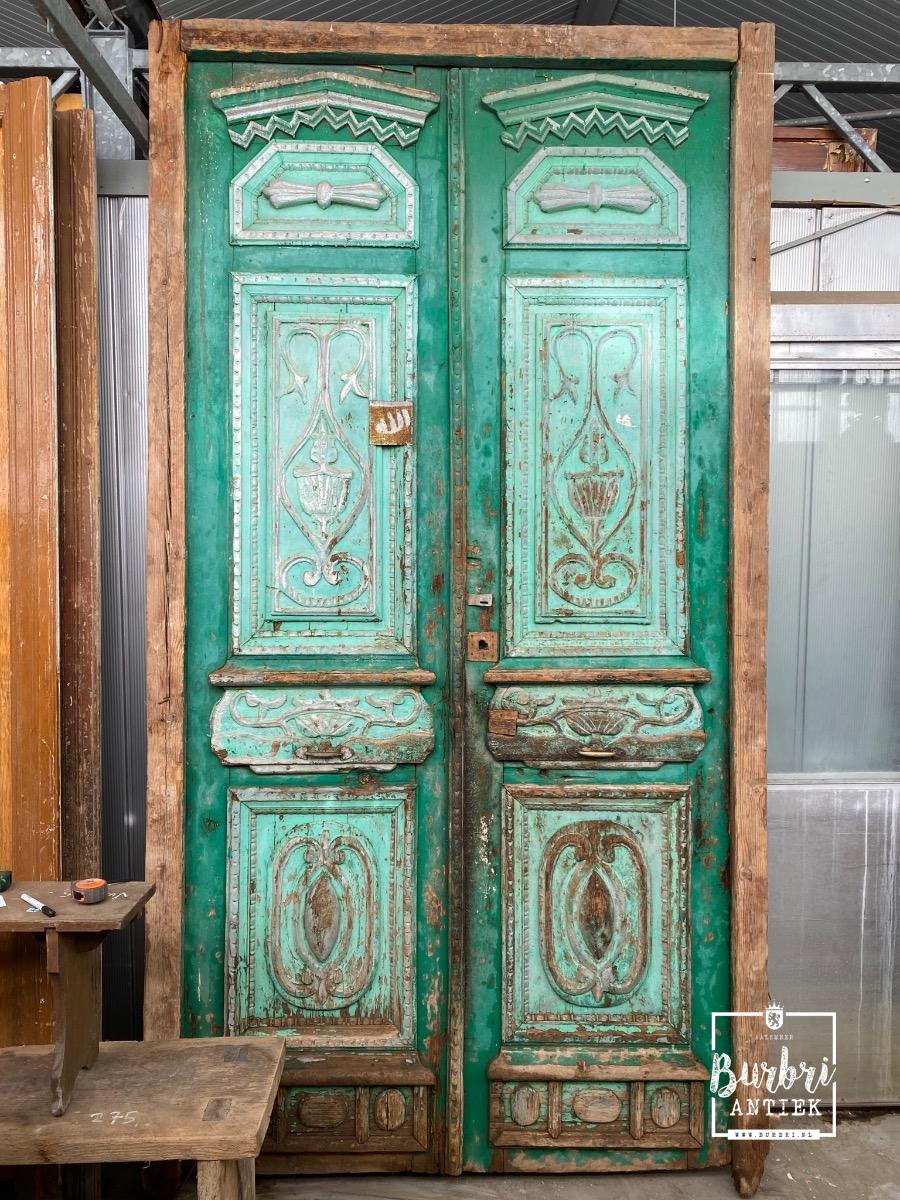 kan niet zien matig Kiwi Antique green big door - Antieke set deuren - Oude bouwmaterialen - Burbri